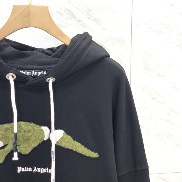 NWT Palm Angels Crocodile Embroidered Hoodie Black - Picture 6 of 9